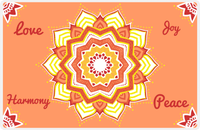 Thumbnail for Personalized Mandala Placemat II - Harmony Petals - Orange Background -  View