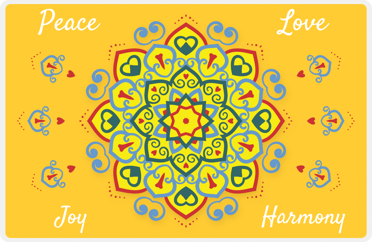 Personalized Mandala Placemat III - Star Center - Yellow Background -  View