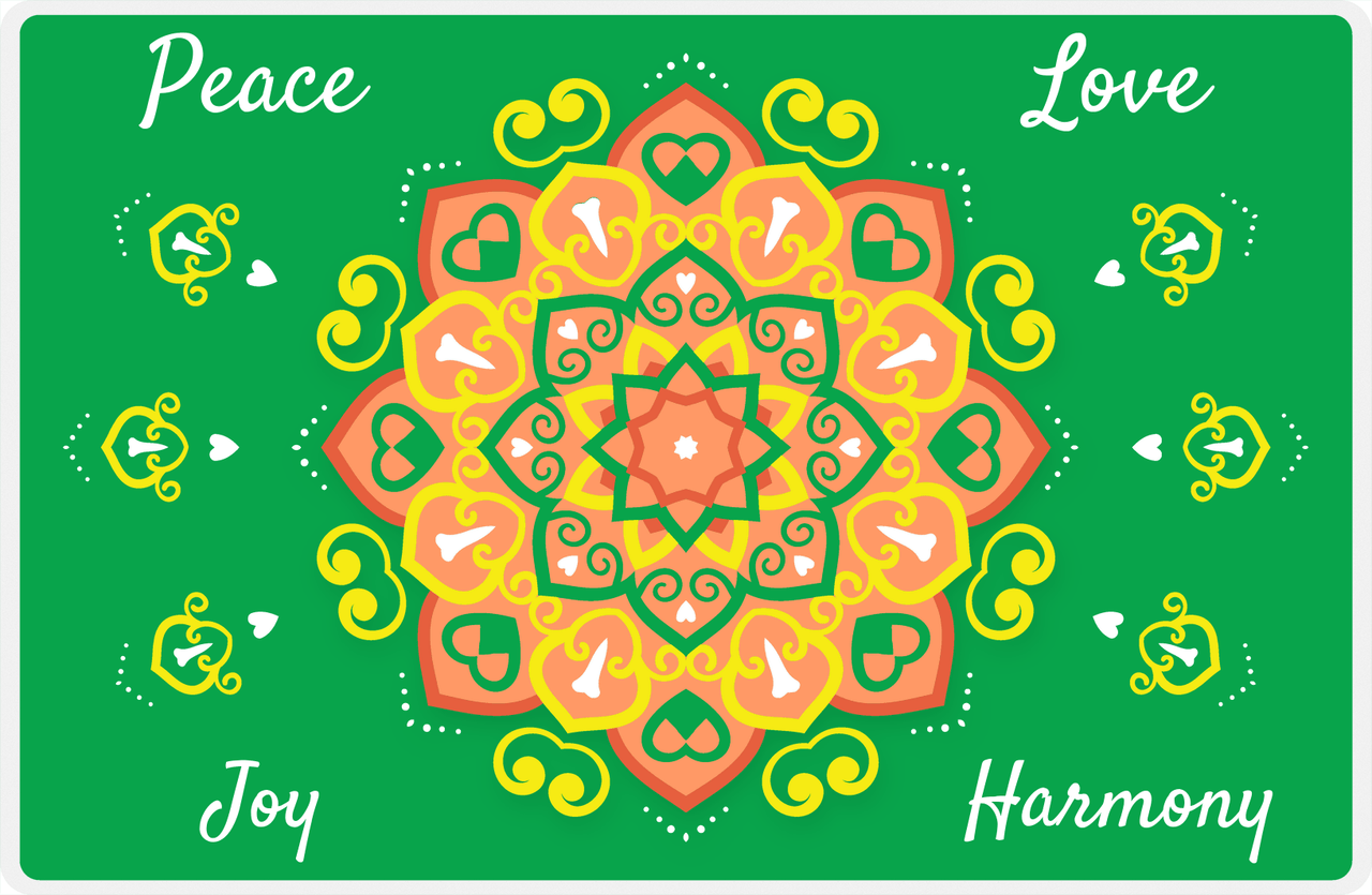 Personalized Mandala Placemat III - Star Center - Green Background -  View