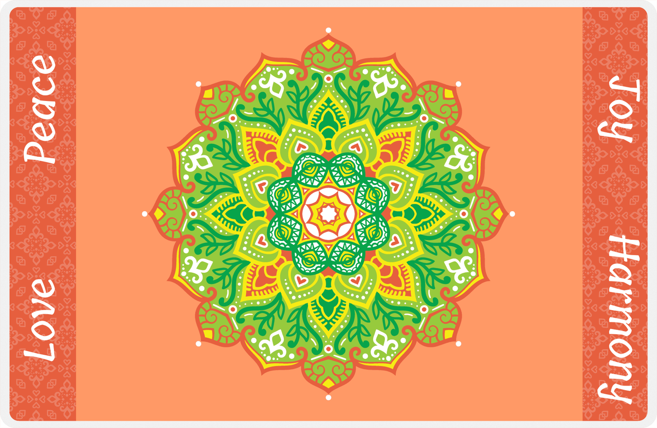 Personalized Mandala Placemat IV - Sidebar Pattern - Orange Background -  View