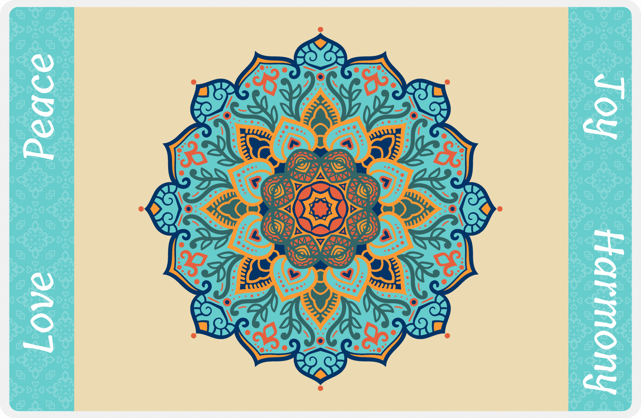 Personalized Mandala Placemat IV - Sidebar Pattern - Tan Background -  View