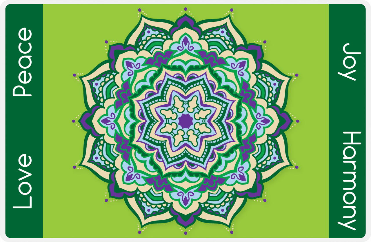 Personalized Mandala Placemat VIII - Flower Points - Green Background -  View