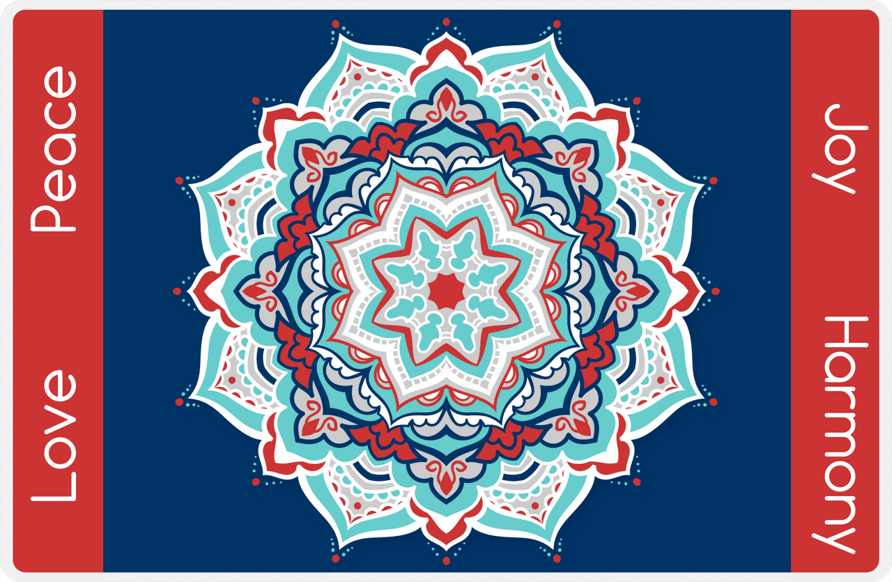Personalized Mandala Placemat VIII - Flower Points - Blue Background -  View