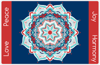 Thumbnail for Personalized Mandala Placemat VIII - Flower Points - Blue Background -  View