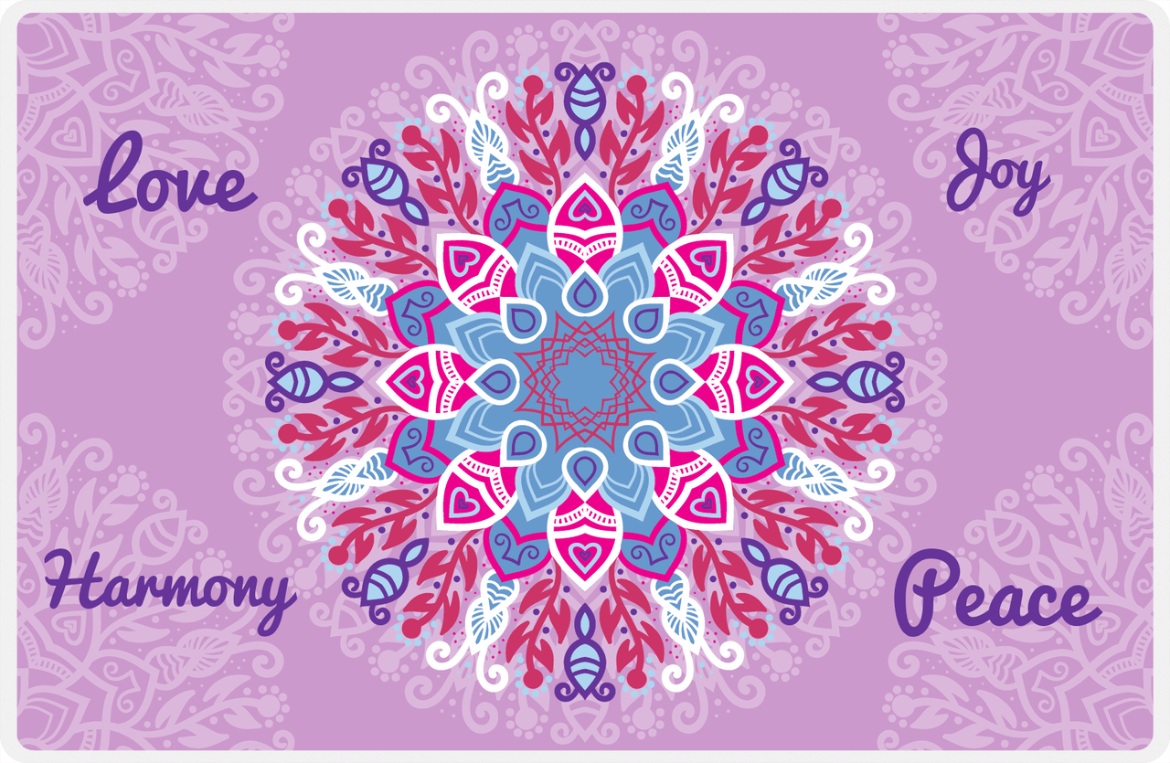 Personalized Mandala Placemat IX - Mirror Background - Purple Background -  View