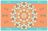 Thumbnail for Personalized Mandala Placemat X - Hearts Arrow - Orange Background -  View