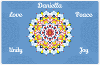 Thumbnail for Personalized Mandala Placemat XI - Flower Flourish - Blue Background -  View