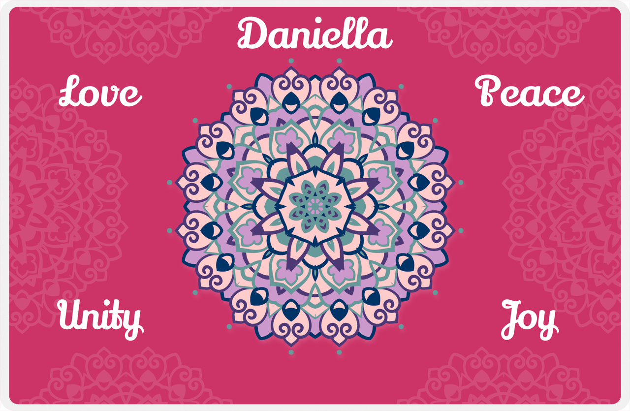 Personalized Mandala Placemat XI - Flower Flourish - Pink Background -  View