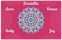 Thumbnail for Personalized Mandala Placemat XI - Flower Flourish - Pink Background -  View