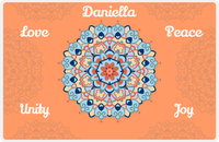 Thumbnail for Personalized Mandala Placemat XI - Flower Flourish - Orange Background -  View