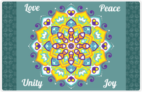 Thumbnail for Personalized Mandala Placemat XII - Heart Petals - Teal Background -  View