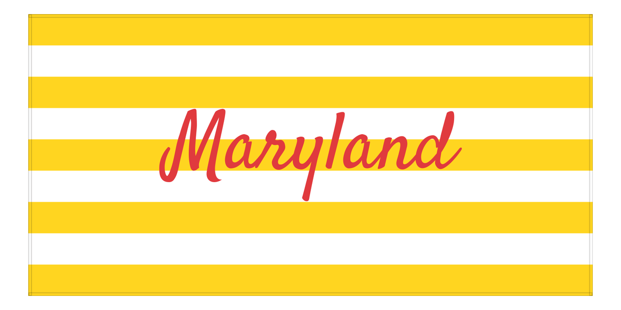 Personalized Maryland Striped Beach Towel - Yellow and White - Front View