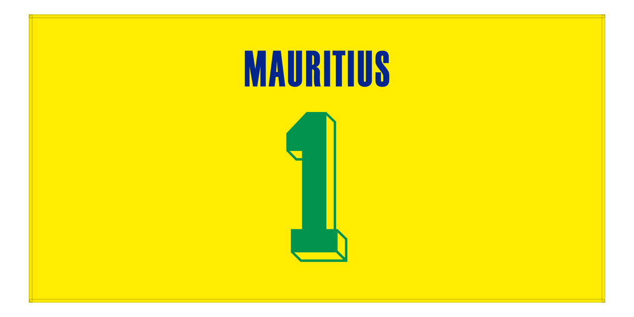 Personalized Mauritius Jersey Number Beach Towel - Yellow - Front View