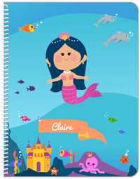 Thumbnail for Personalized Mermaid Notebook X - Blue Background - Asian Mermaid - Front View
