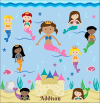 Thumbnail for Personalized Mermaid Shower Curtain II - Blue Background - Light Brown Mermaid - Decorate View