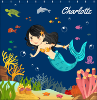 Thumbnail for Personalized Mermaid Shower Curtain IV - Blue Background - Asian Mermaid - Decorate View