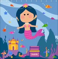 Thumbnail for Personalized Mermaid Shower Curtain V - Blue Background - Black Hair Mermaid - Decorate View