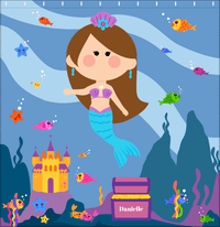 Thumbnail for Personalized Mermaid Shower Curtain V - Blue Background - Brunette Mermaid - Decorate View