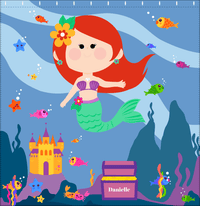 Thumbnail for Personalized Mermaid Shower Curtain V - Blue Background - Redhead Mermaid - Decorate View
