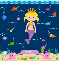 Thumbnail for Personalized Mermaid Shower Curtain VI - Blue Background - Blonde Mermaid - Decorate View