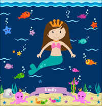 Thumbnail for Personalized Mermaid Shower Curtain VI - Blue Background - Brunette Mermaid - Decorate View