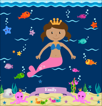 Thumbnail for Personalized Mermaid Shower Curtain VI - Blue Background - Light Brown Mermaid - Decorate View