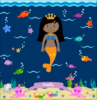 Thumbnail for Personalized Mermaid Shower Curtain VI - Blue Background - Black Mermaid - Decorate View