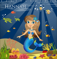 Thumbnail for Personalized Mermaid Shower Curtain VII - Blue Background - Brunette Mermaid - Decorate View