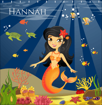 Thumbnail for Personalized Mermaid Shower Curtain VII - Blue Background - Black Hair Mermaid - Decorate View