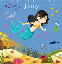 Thumbnail for Personalized Mermaid Shower Curtain VIII - Blue Background - Asian Mermaid - Decorate View