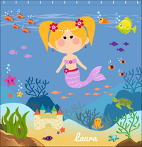 Thumbnail for Personalized Mermaid Shower Curtain IX - Blue Background - Blonde Mermaid - Decorate View