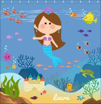 Thumbnail for Personalized Mermaid Shower Curtain IX - Blue Background - Brunette Mermaid - Decorate View