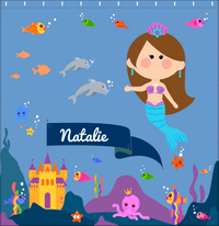 Thumbnail for Personalized Mermaid Shower Curtain X - Blue Background - Brunette Mermaid - Decorate View