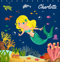 Thumbnail for Personalized Mermaid Shower Curtain IV - Blue Background - Blonde Mermaid - Decorate View