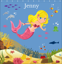 Thumbnail for Personalized Mermaid Shower Curtain VIII - Blue Background - Blonde Mermaid - Decorate View