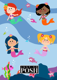 Thumbnail for Personalized Mermaid Journal I - Blue Background - Brunette Mermaid - Back View