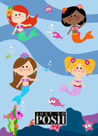 Thumbnail for Personalized Mermaid Journal I - Blue Background - Asian Mermaid - Back View