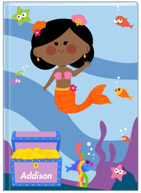 Thumbnail for Personalized Mermaid Journal I - Blue Background - Black Mermaid - Front View