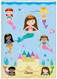Thumbnail for Personalized Mermaid Journal II - Blue Background - Brunette Mermaid - Front View