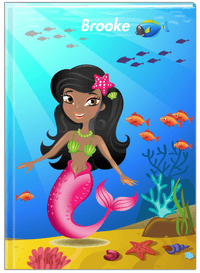 Thumbnail for Personalized Mermaid Journal III - Blue Background - Black Mermaid - Front View
