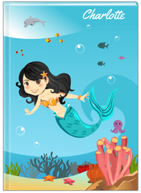 Thumbnail for Personalized Mermaid Journal IV - Blue Background - Asian Mermaid - Front View