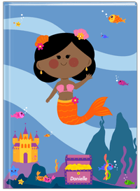 Thumbnail for Personalized Mermaid Journal V - Blue Background - Black Mermaid - Front View