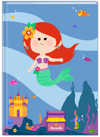 Thumbnail for Personalized Mermaid Journal V - Blue Background - Redhead Mermaid - Front View