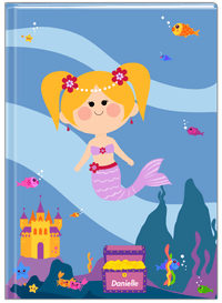 Thumbnail for Personalized Mermaid Journal V - Blue Background - Blonde Mermaid - Front View