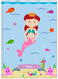 Thumbnail for Personalized Mermaid Journal VI - Blue Background - Redhead Mermaid - Front View