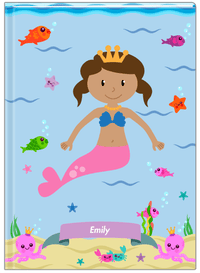 Thumbnail for Personalized Mermaid Journal VI - Blue Background - Black Mermaid I - Front View