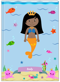 Thumbnail for Personalized Mermaid Journal VI - Blue Background - Black Mermaid II - Front View