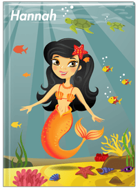 Thumbnail for Personalized Mermaid Journal VII - Teal Background - Asian Mermaid - Front View
