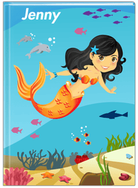 Thumbnail for Personalized Mermaid Journal VIII - Blue Background - Asian Mermaid - Front View