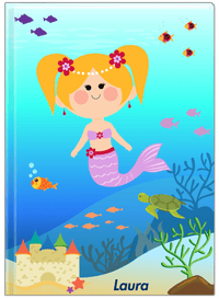 Thumbnail for Personalized Mermaid Journal IX - Blue Background - Blonde Mermaid - Front View